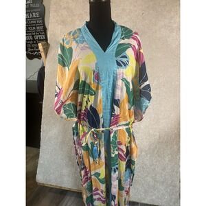 True Destinations Cover Up Dress Women's M Colorful Multi Abstract‎ Maxi